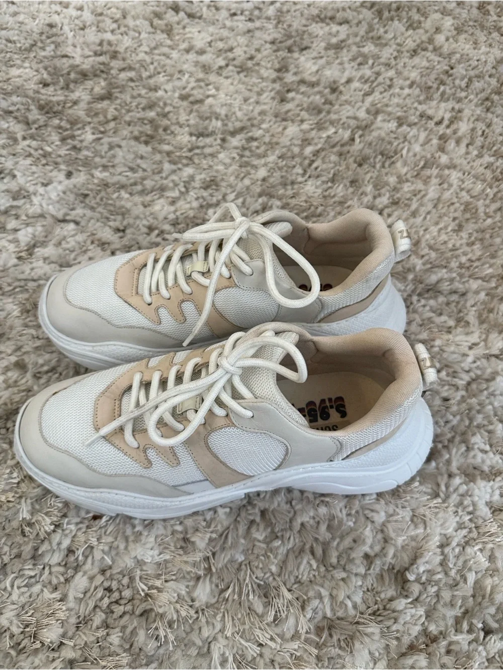 SCHUTZ Beige and White Women's Chunky Sneakers